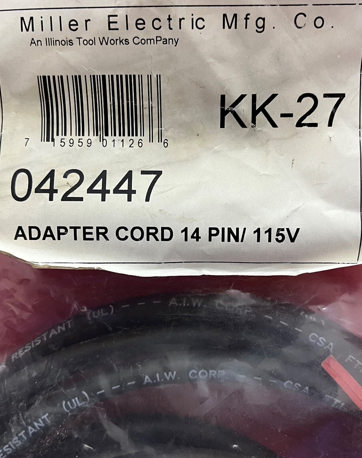 ミラーエレクトリック KK-27 アダプタコード 14 ピン 115V 042447