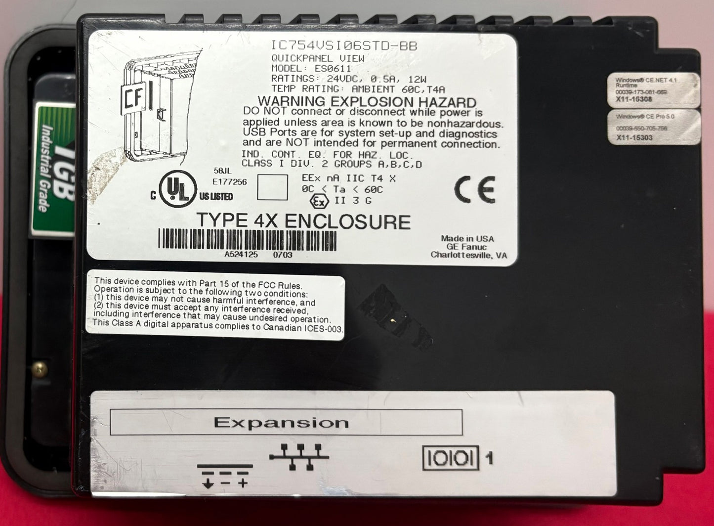 GE FANUC QUICKPANEL VIEW IC754VSI06STD-BB ES0611 24VDC OPERATOR INTERFACE PANEL