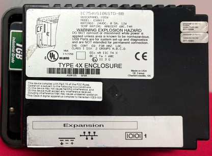GE FANUC QUICKPANEL VIEW IC754VSI06STD-BB ES0611 24VDC OPERATOR INTERFACE PANEL