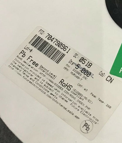 ダイオード MUR160-T / 704790961 ダイオード 汎用 600V 1A DO4 約 3000 個