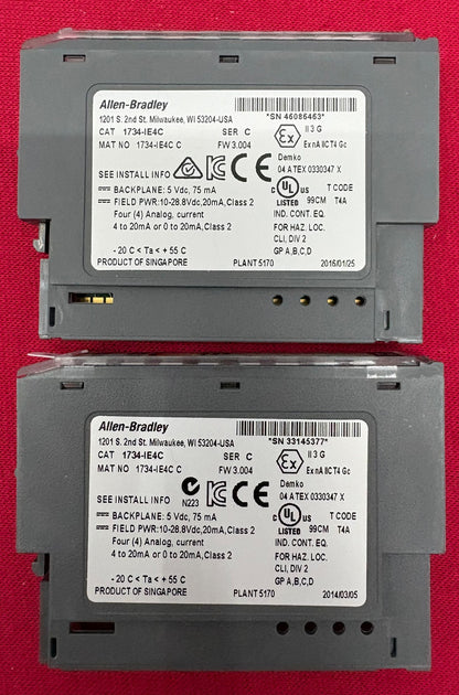 Allen Bradley AB 1734-IE4C SER C POINT I/O 4 POINT ANALOG INPUT MODULE - QTY 2