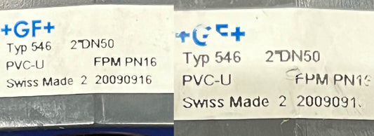 GEORG FISCHER +GF+ TYP 546 2” DN50 PVC-U FPM PN16 BALL VALVE - 1 LOT QTY 2