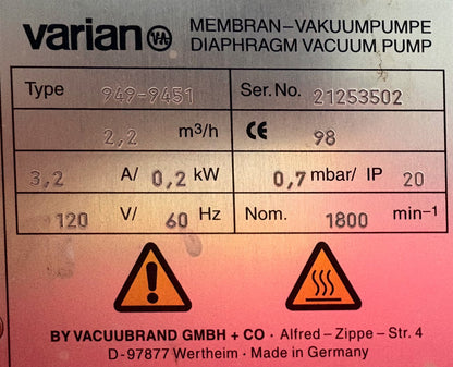 ABM VACUUBRAND DIAPHRAGM VACUUM PUMP 4EKGF63CX-4 VAKUUMPUMPE