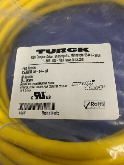 TURCK CSAWM 16-14-10 U-18807 CAVO L'ARTICOLO È NUOVO IN BUSTA ORIGINALE SIGILLATA