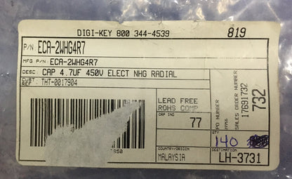 1 Paket mit 140 Stück – Panasonic/Digi-Key ECA-2WHG4R7 Elektrolytkondensatoren