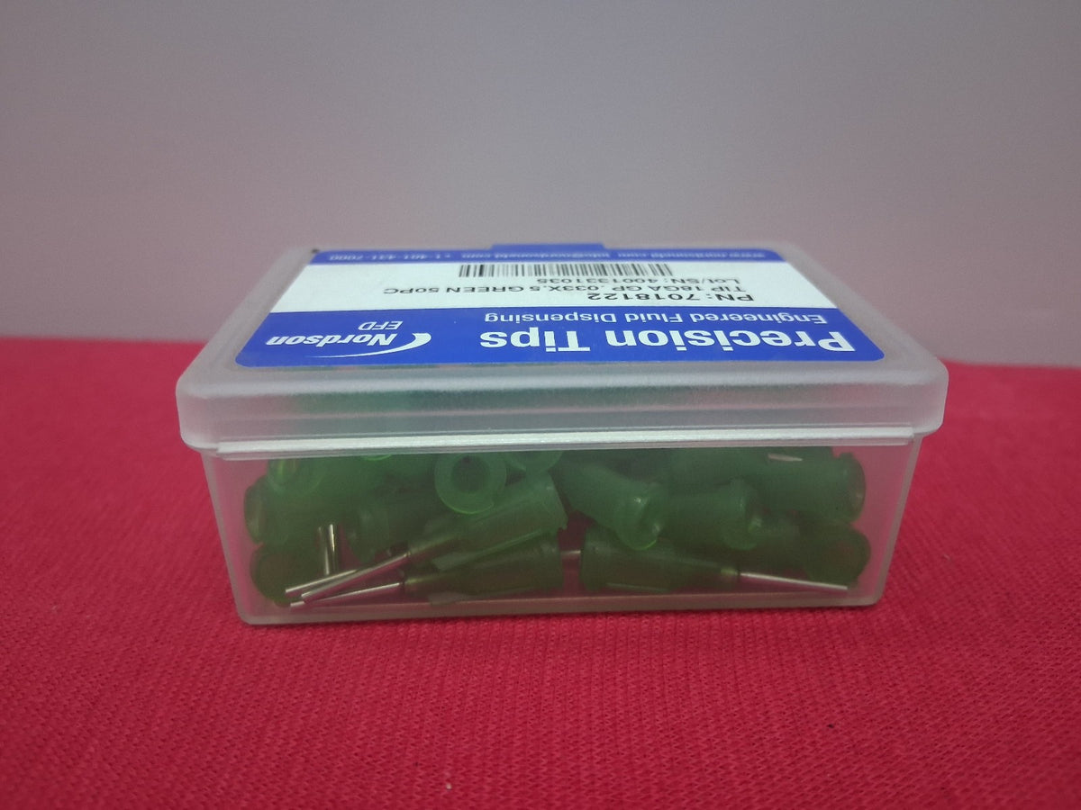 Nordson EFD P/N 7018122 Tip 18GA GP 0.033X 0.5 Green 50 PC Precision Tips EFD