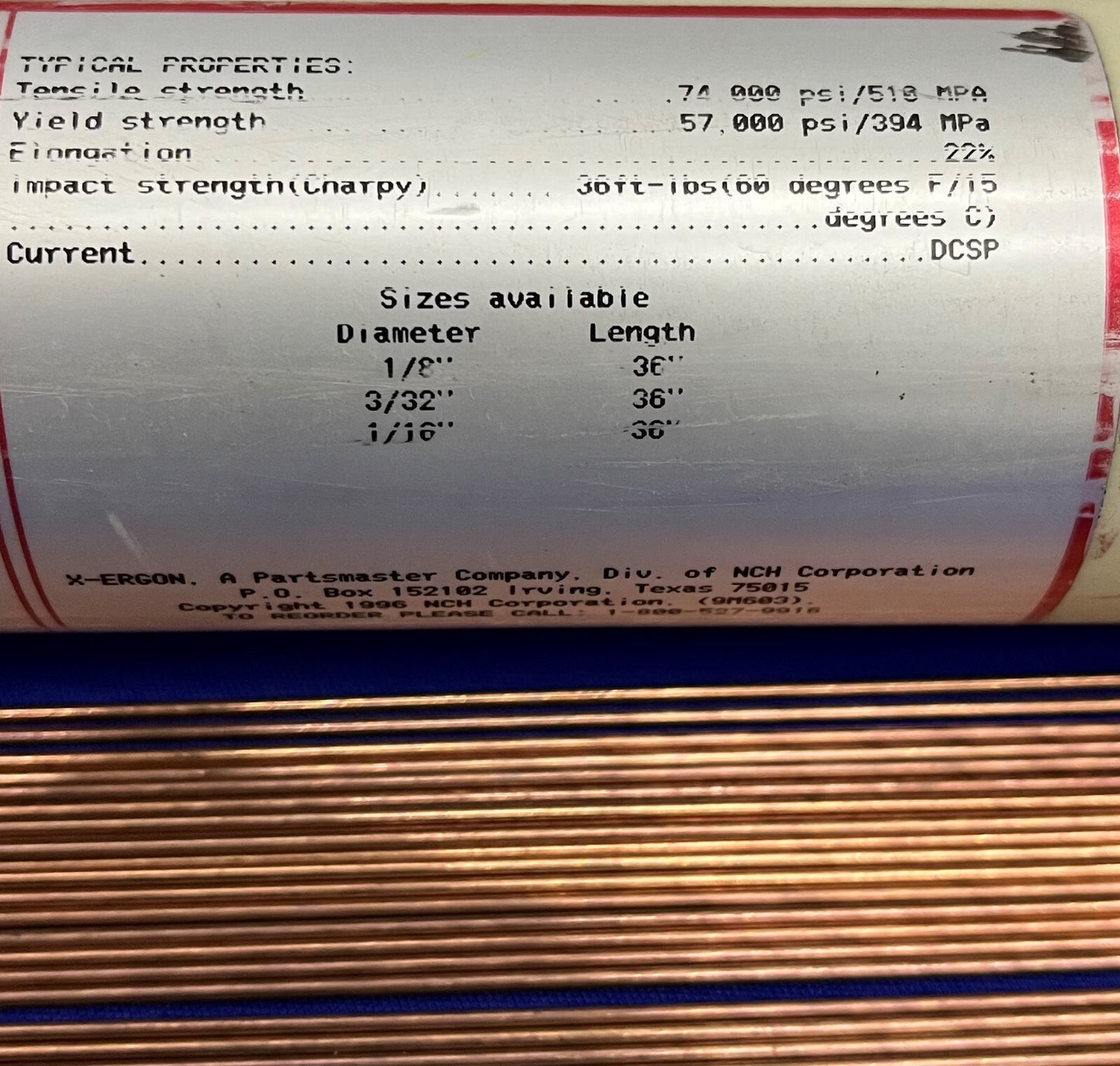 X-ERGON DURA-WELD T ™ 106-T / 200-7-106T BARRA DI SALDATURA - QTY 269 BARRE 