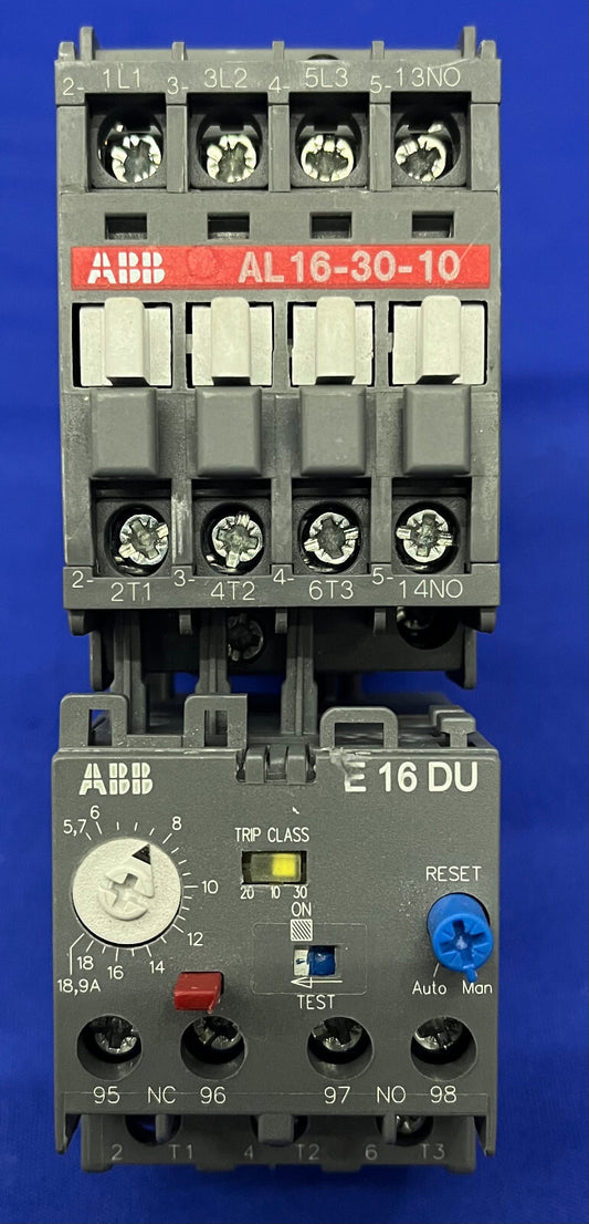 ABB AL16 AL16-30-10 &amp; E16DU RELÈ DI CONTROLLO DEL SOVRACCARICO TERMICO 