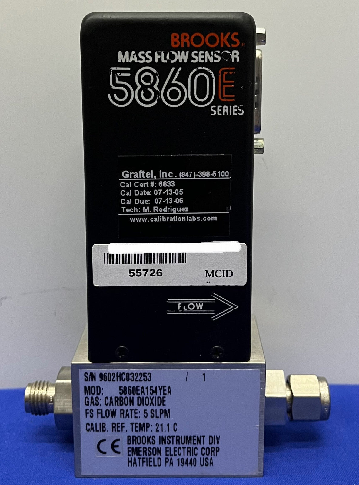 BROOKS INSTRUMENTS 5860E 5860EA154YEA SENSORE DI FLUSSO DI MASSA GAS: ANIDRIDE CARBONICA