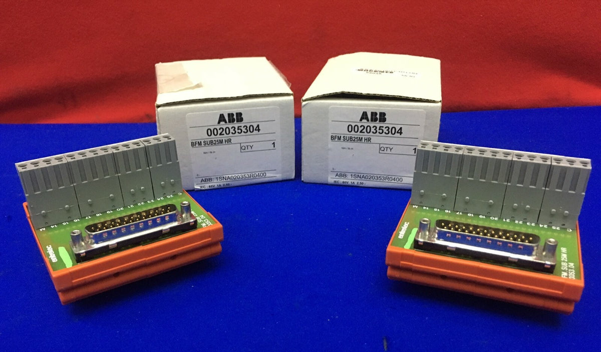 LOT DE 2 MODULES DE CONNECTEURS DE BORNES ABB ENTRELEC 002035304 BFM SUB25M HR 20353-04 