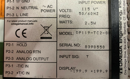 OMEGA DP119 DP119-TC2-GR TERMÓMETRO DE PANEL MINIATURA CON TERMOPAR