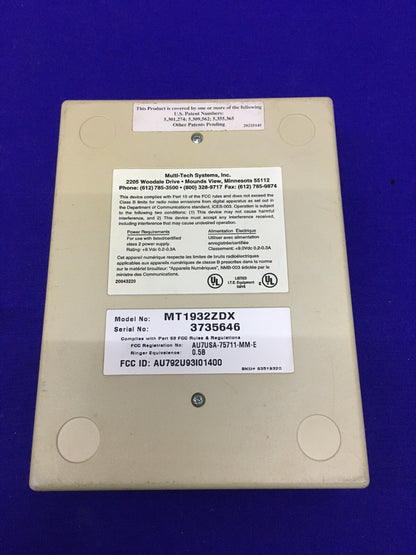 MULTI-TECH SYSTEMS MT1392ZDX 19,2 Kbps DATEN-/FAXMODEM 