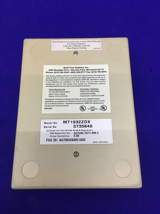 MULTI-TECH SYSTEMS MT1392ZDX 19,2 Kbps DATEN-/FAXMODEM 