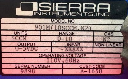 SIERRA 901M 10SCCM.N2 SINGLE CHANNEL READOUT & POWER SUPPLY SYSTEM -PARTS/REPAIR