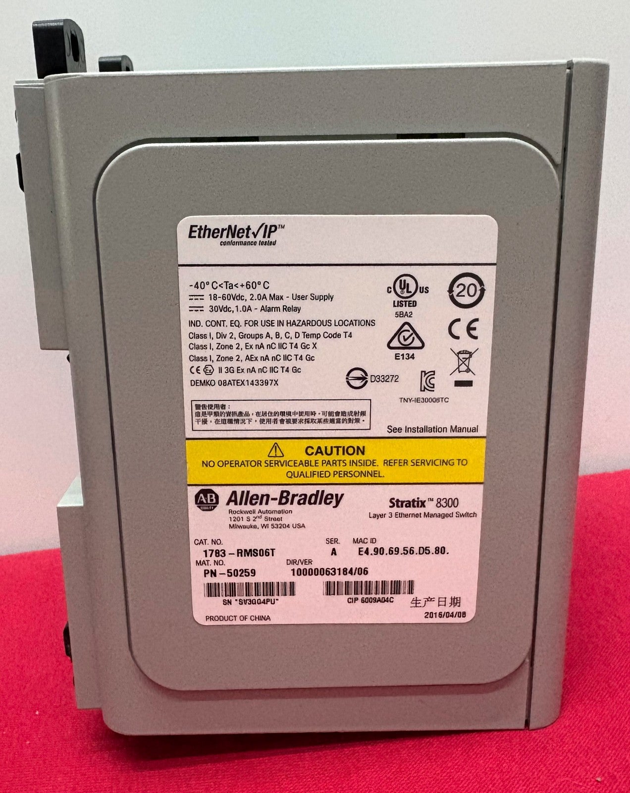 Allen-Bradley AB ETHERNET SWITCH 1783-RMS06T SER A PN-50259 STRATIX™ 8300