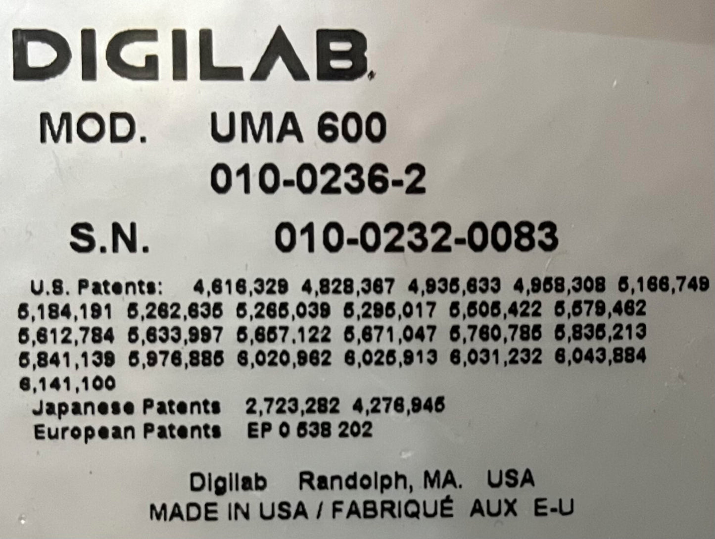 MICROSCOPIO ESPECTROMETRO DIGILAB UMA 600 010-0236-2/DELL DHM/TECLADO - PIEZAS 