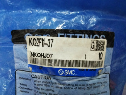 1 CONFEZIONE DA 10 RACCORDI - RACCORDO CONNETTORE FEMMINA SMC KQ2F11-37 / NKQHJ07 