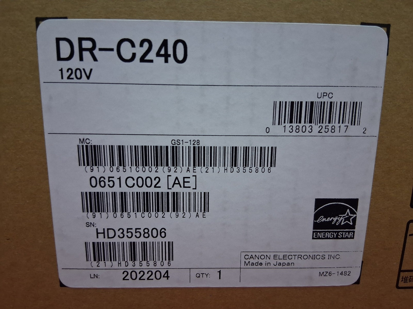 Cannon DR-C240 IMAGE FORMULA DOCUMENT SCANNER BRAND NEW