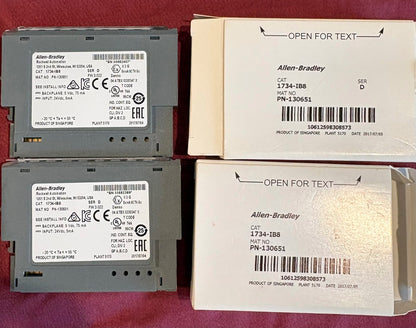 Allen Bradley AB 1734-IB8 SER D PN-130651 24VDC 8-CHANNEL DIGITAL MODULE - QTY 2
