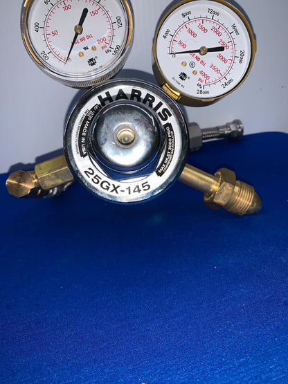 HARRIS, GAS REGULATOR 25GX-145, 3000PSI MAX, VALVE, MISSING ONE GAUGE COVER