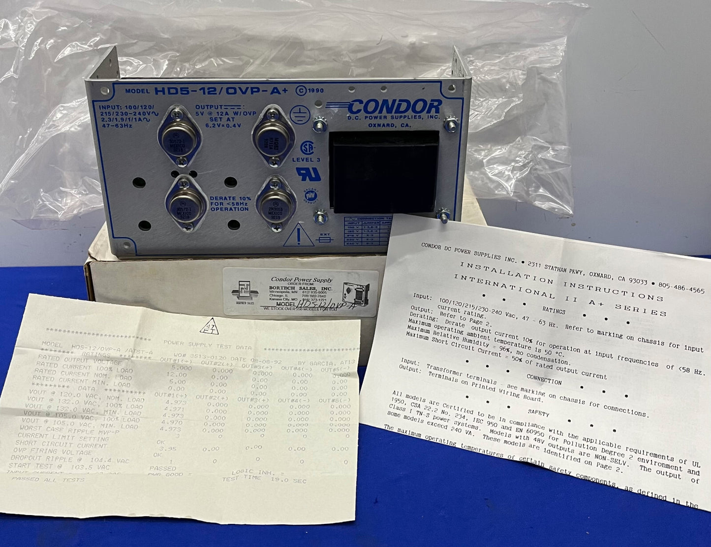 CONDOR HD5-12/OVP-A+ DC POWER SUPPLY 5V 12A