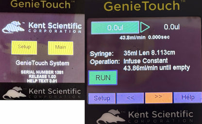 KENT SCIENTIFIC GENIE TOUCH™ SYSTEM DUAL SYRINGE PUMP w/ POWER SUPPLY -FOR PARTS