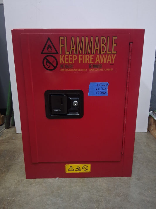 Uline H-2569M-R Flammable Safety Cabinet 4 Gal Countertop Manual Door Red No Key