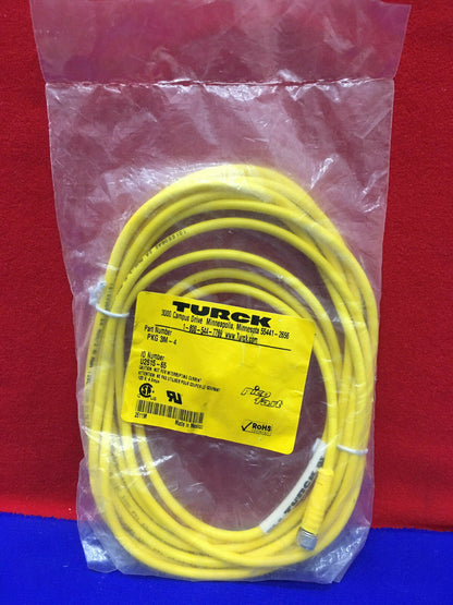 TURCK PKG 3M-4 4 METERS CORDSET YELLOW M8 FEMALE TO CUT-END 3 COND. PVC