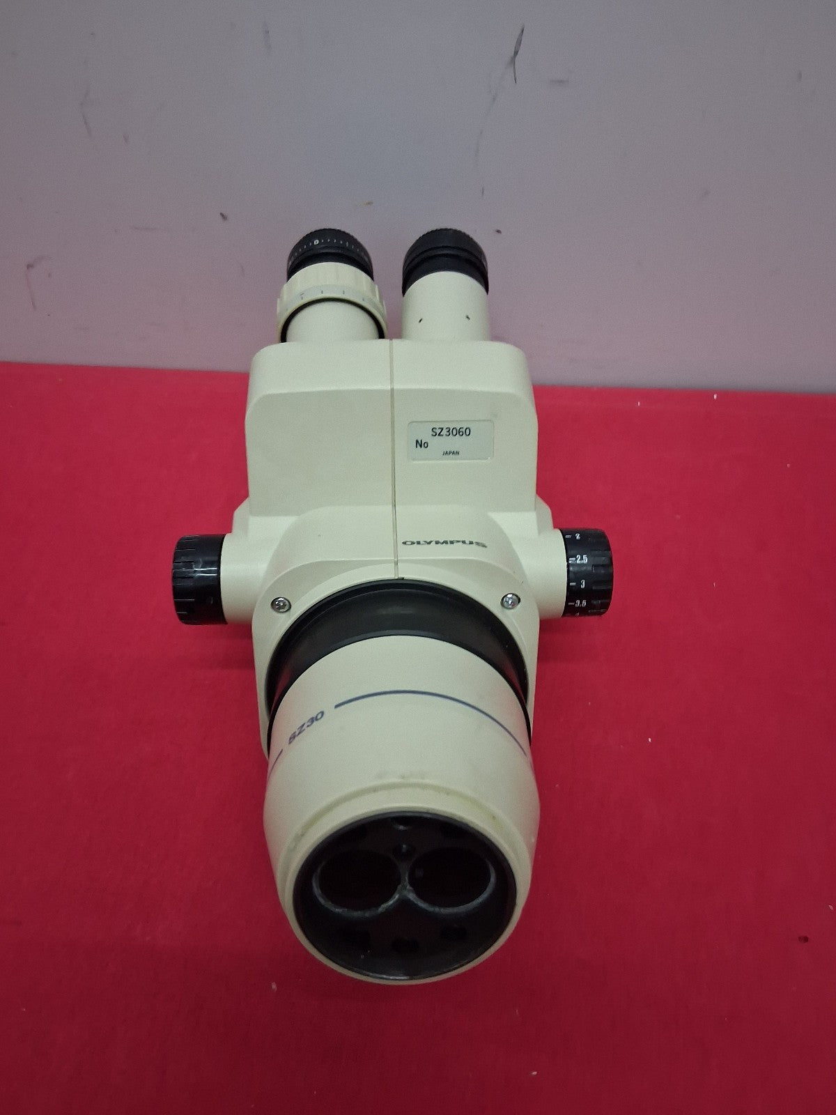 OLYMPUS SZ3060 9-40 X STEREO ZOOM MICROSCOPE HEAD WITH 10X EYEPIECES