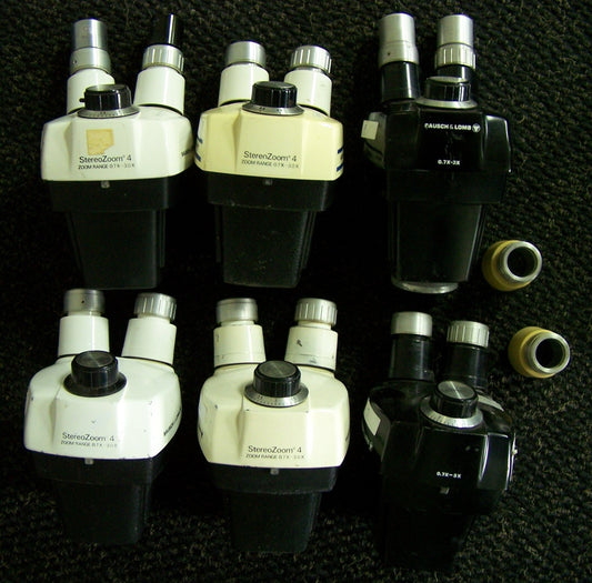 BAUSCH & LOMB QTY 4-STEREOZOOM 4/QTY 2- 0.7X-3X MICROSCOPE HEADS - PARTS/REPAIR