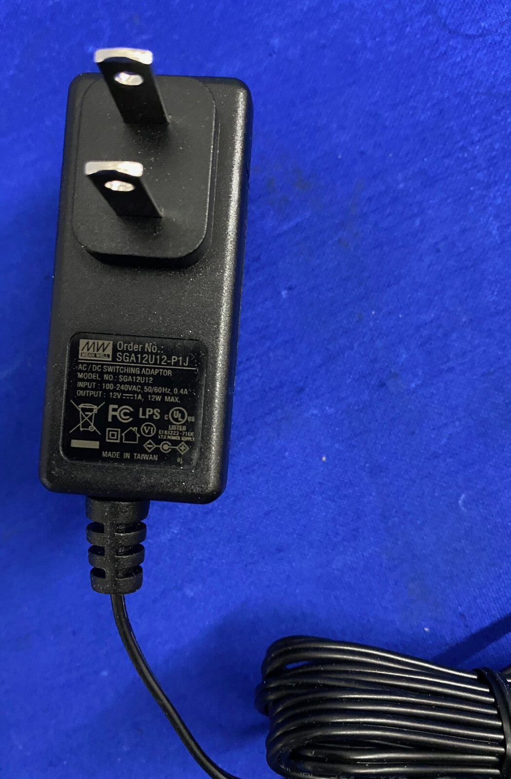 Adaptateur secteur mural CA/CC MW MEANWELL SGA12U12-P1J 12 V 12 W