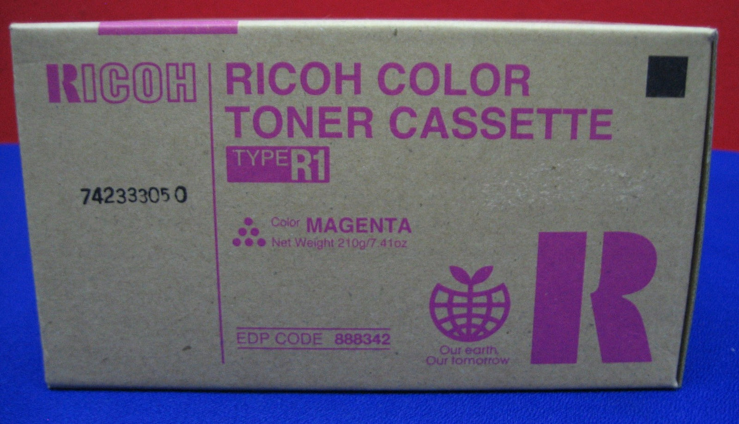 Caja de cartucho de tóner magenta Ricoh Type R1 con sello 742333050 N.º de pieza 888342