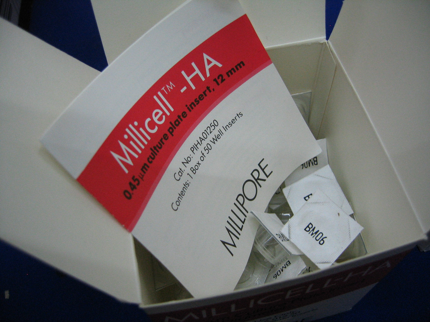 PIHA 012 50 PIHA01250 MILLIPORE LOT NR. N7DOMA06 0,45um CULTUURPLAAT INZETSTUKKEN 