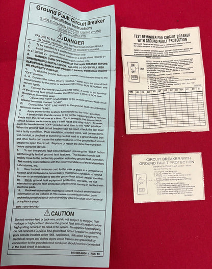 Allen-Bradley 1492-MCGAT215 SER A  15A 2-POLE GFCI GROUND FAULT CIRCUIT BREAKER