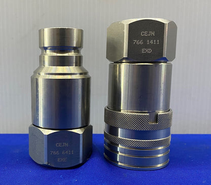 CEJN 766 6411 SS FLAT FACE QUICK-CONNECT COUPLING & NIPPLE  3/4" FEMALE