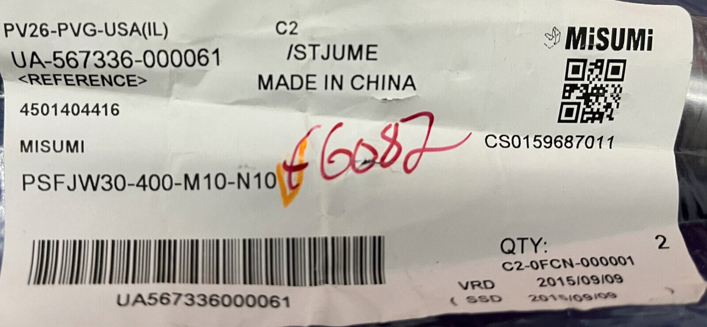 1 PAQUET DE 2 - ARBRE LINÉAIRE MISUMI PSFJW30-400-M10-N10 DEUX EXTRÉMITÉS TARAUDÉES