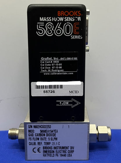 BROOKS INSTRUMENTS 5860E 5860EA154YEA MASSENFLUSSSENSOR GAS: KOHLENDIOXID