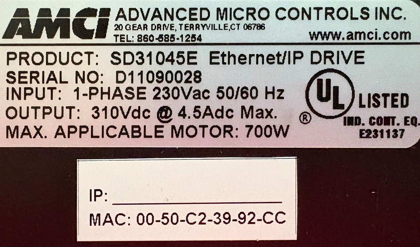 AMCI ADVANCED MICRO CONTROL ETHERNET IP DRIVE SD31045E
