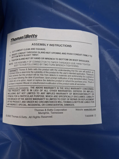 THOMAS & BETTS LT200P 2" STRAIGHT BULLET R NON-METALLIC CONDUIT FITTINGS NEW