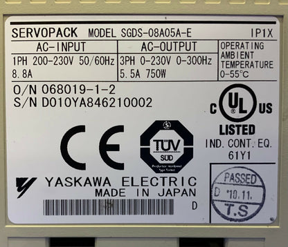 Yaskawa Servopack SGDS-08A05A-E Servo-aandrijving