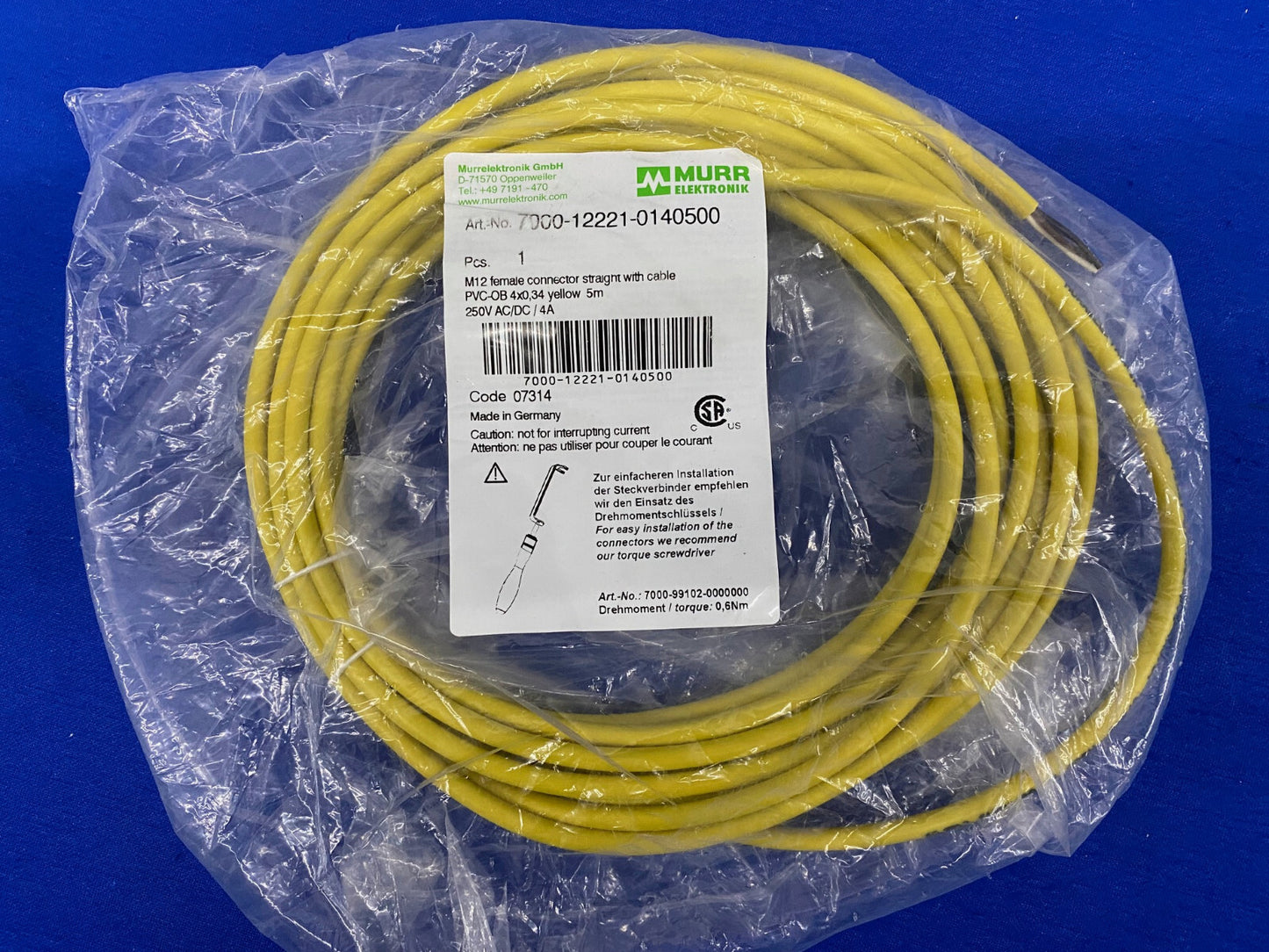 MURR ELEKTRONIK 7000-12221-0140500 M12-BUCHSE GERADE MIT KABEL PVC