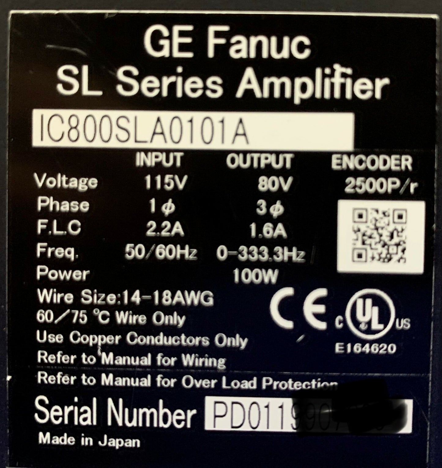 Servoverstärker 115 V der GE Fanuc SL-Serie IC800SLA0101A