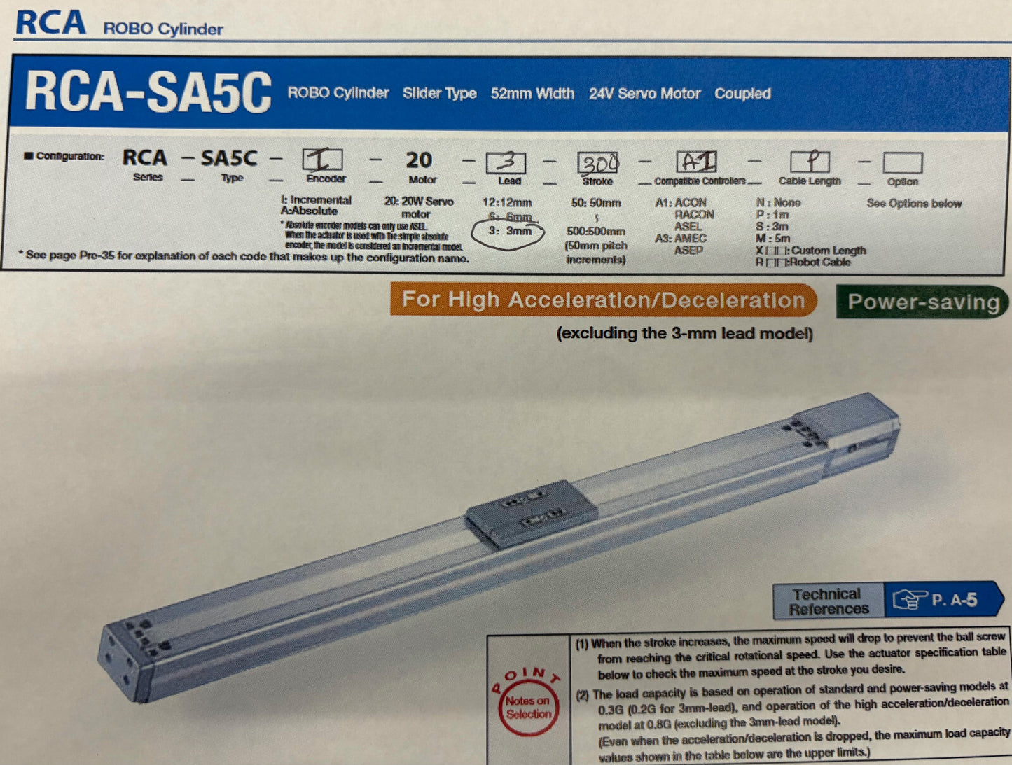 IAI ROBO CYLINDER RCA-SA5C-I-20-3-300-A1-P & CONTROLLER ACON-C-201-NP-2-0  PARTS