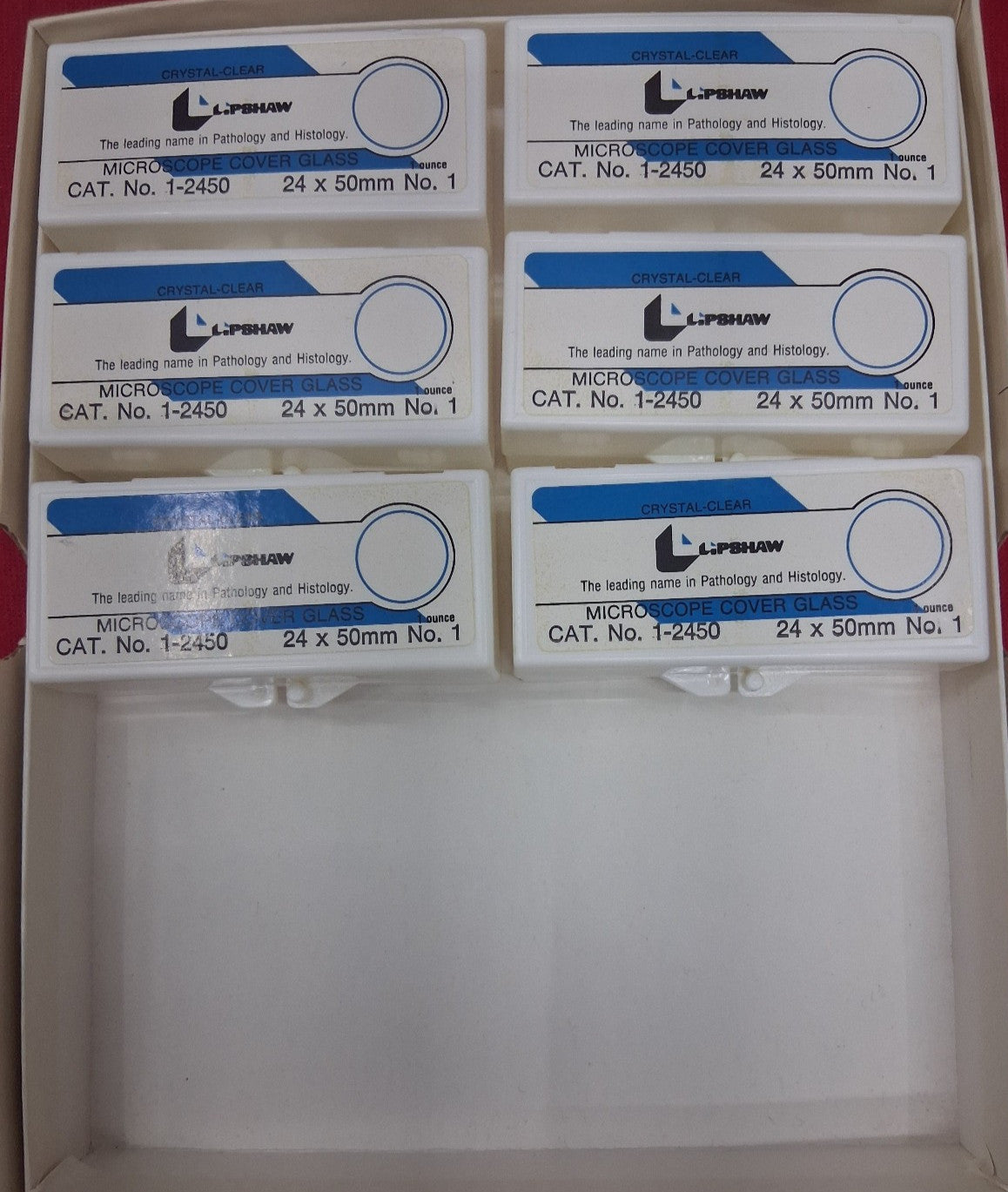 LIPSHAW 122450 CRYSTAL CLEAR MICROSCOPE COVER GLASS SLIDES 1-2450 24 X 50-1