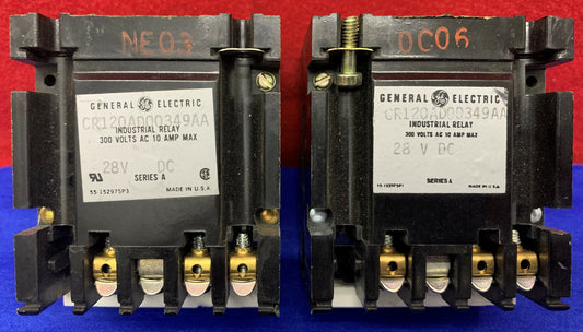 1 Lot of 2 GE General Electric Industrial Relay CR120AD00349AA 28VDC Series A