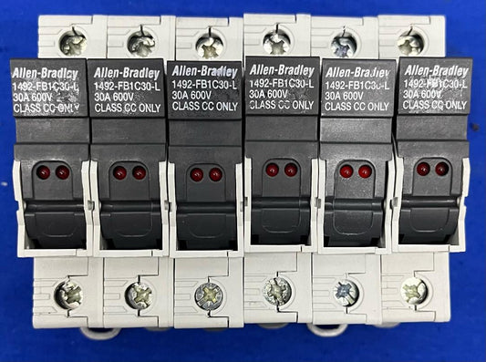 PORTAFUSIBILE ALLEN BRADLEY 1492-FB1C30-L 30A 600V 1 POLO SER B CLASSE CC LOTTO DA 6