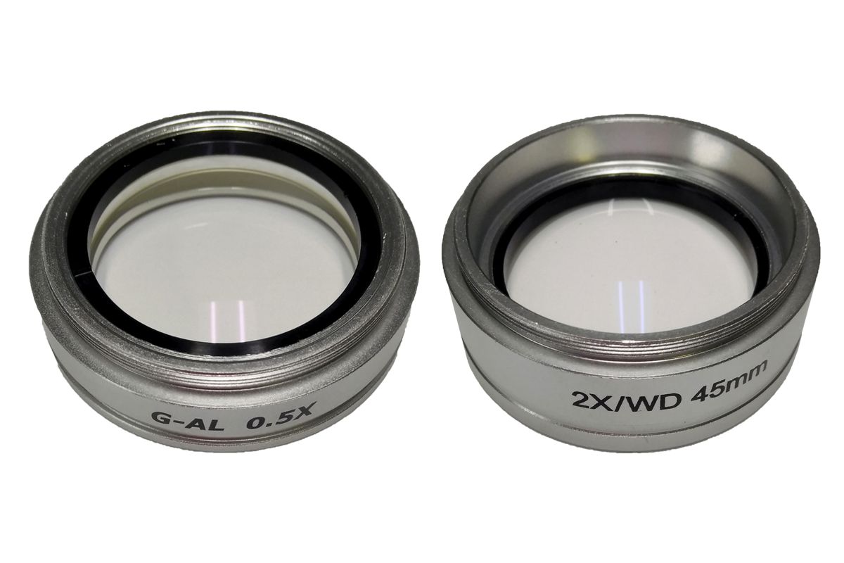 AL-A05 .5X splitter objective lens allows you to zoom out more and AL-A20 2X Objective Lens Doubler Allows You to Zoom in More